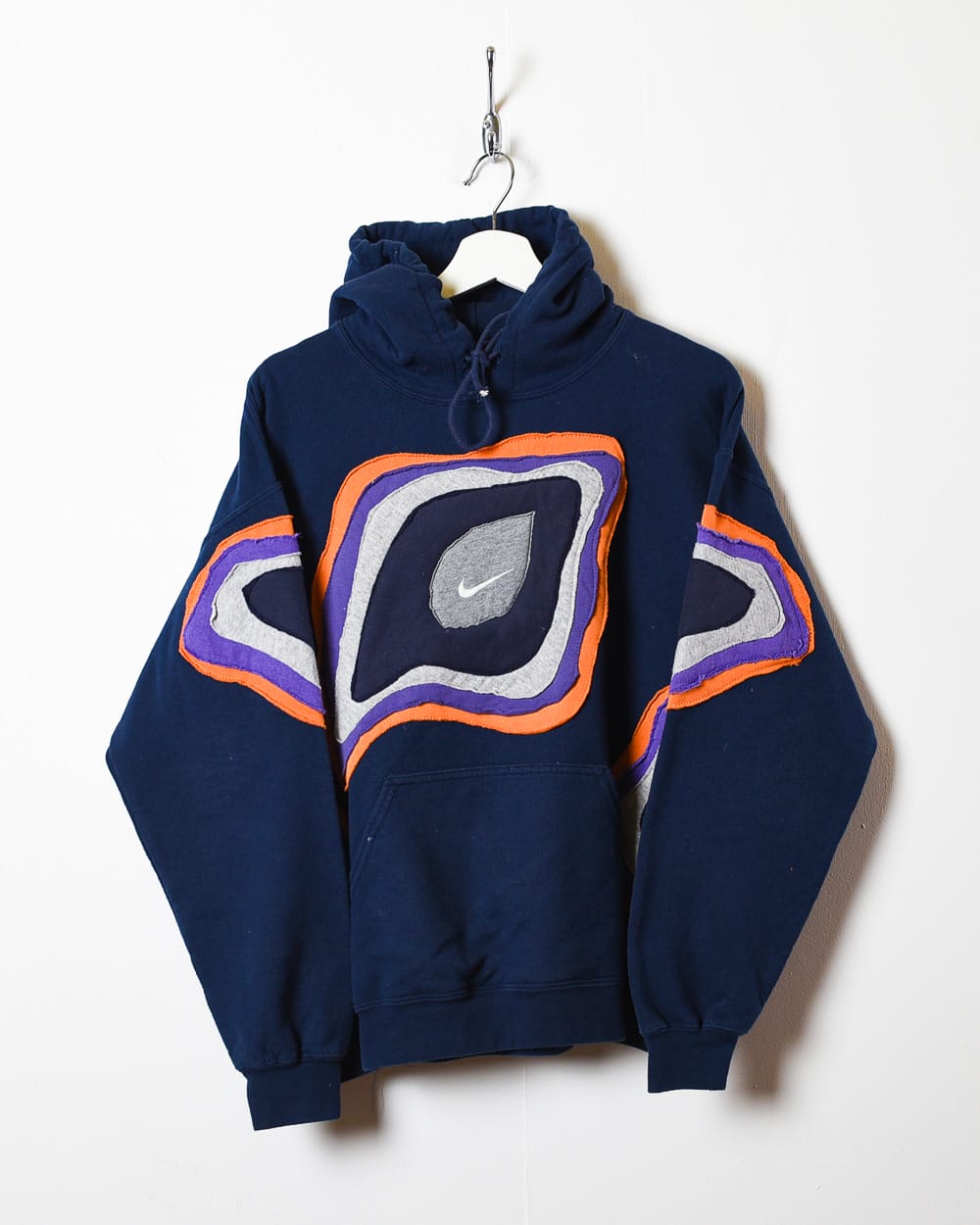 Vintage 10 Navy Nike Reworked Topographical Hoodie - Small Cotton