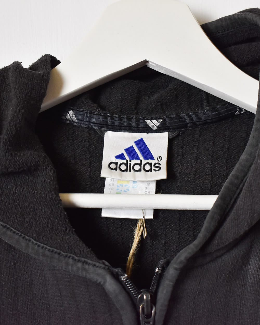 Black Adidas Zip-Through Hoodie - Large Women's