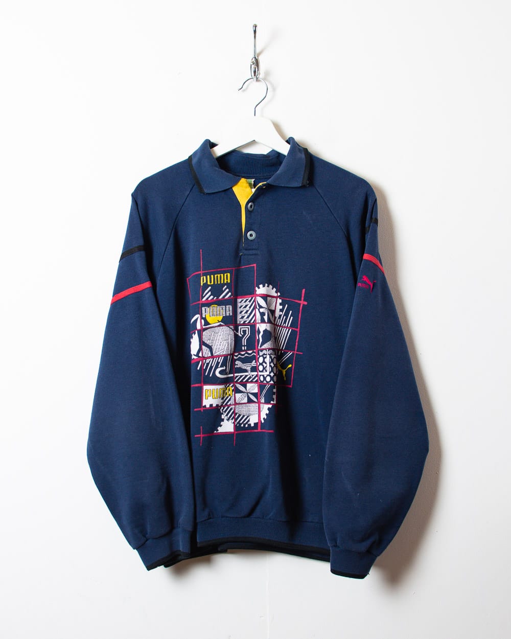 Navy Puma Collared Sweatshirt - Large