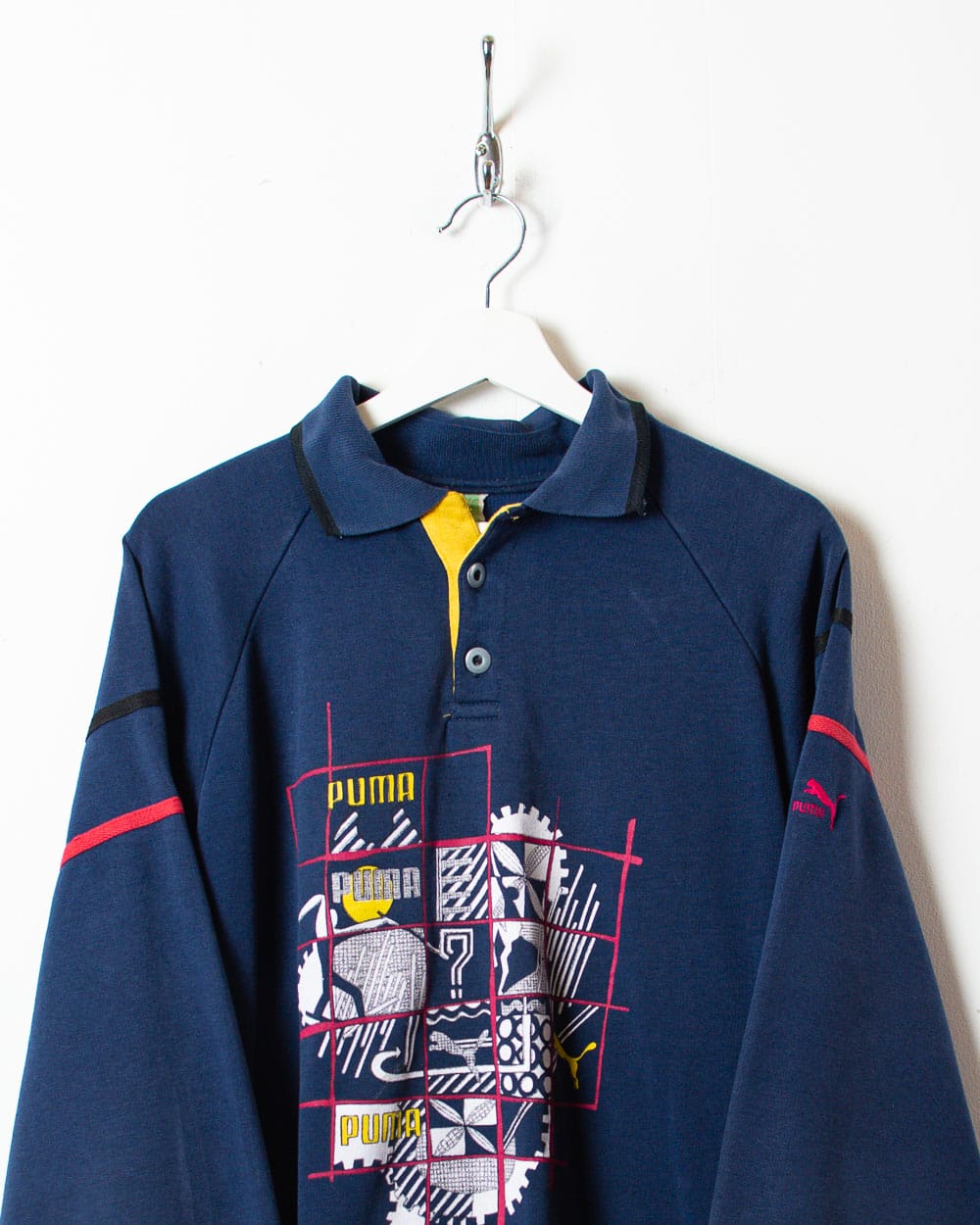 Navy Puma Collared Sweatshirt - Large