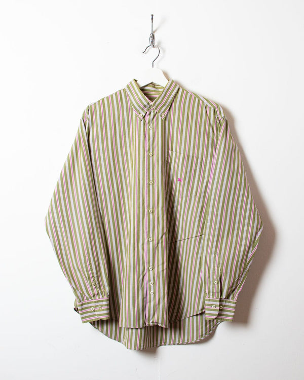 Khaki Burberry Striped Shirt - Large