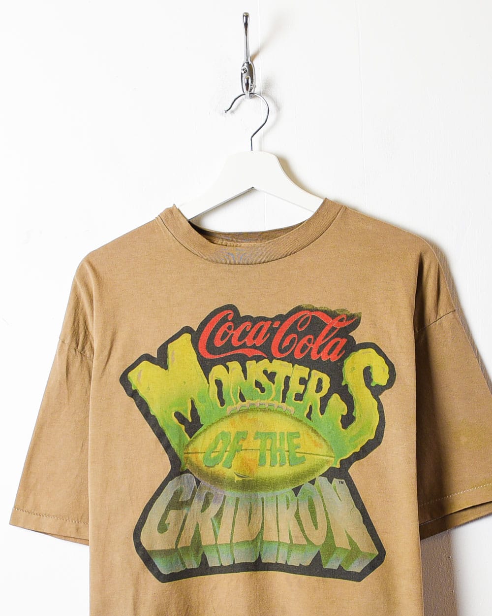 Brown Coca Cola Monsters Of The Gridiron Single Stitch T-Shirt - X-Large