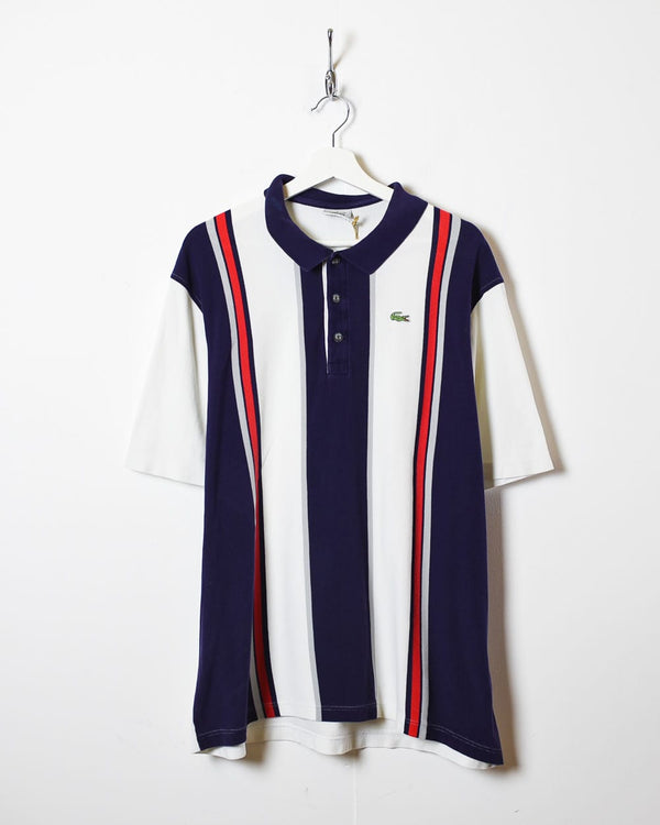 Navy Lacoste Striped Polo Shirt - X-Large