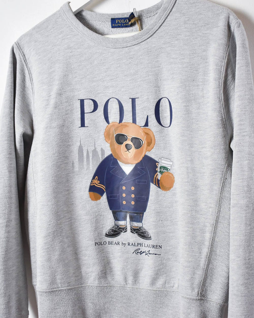 Vintage 10s+ Stone Polo Ralph Lauren Polo Bear Sweatshirt - X-Small Cotton–  Domno Vintage