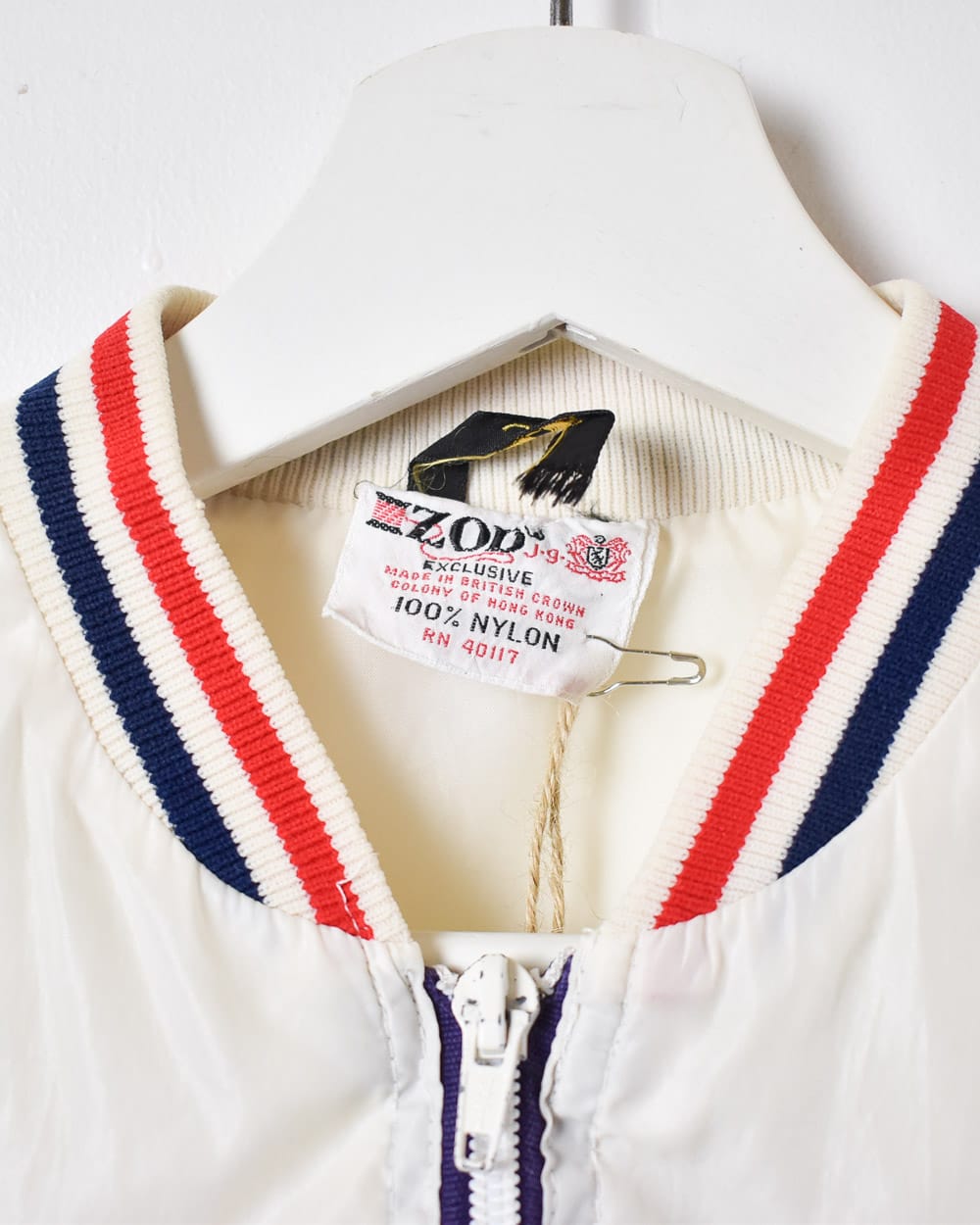 White Izod Lacoste 70s Varsity Jacket - Small