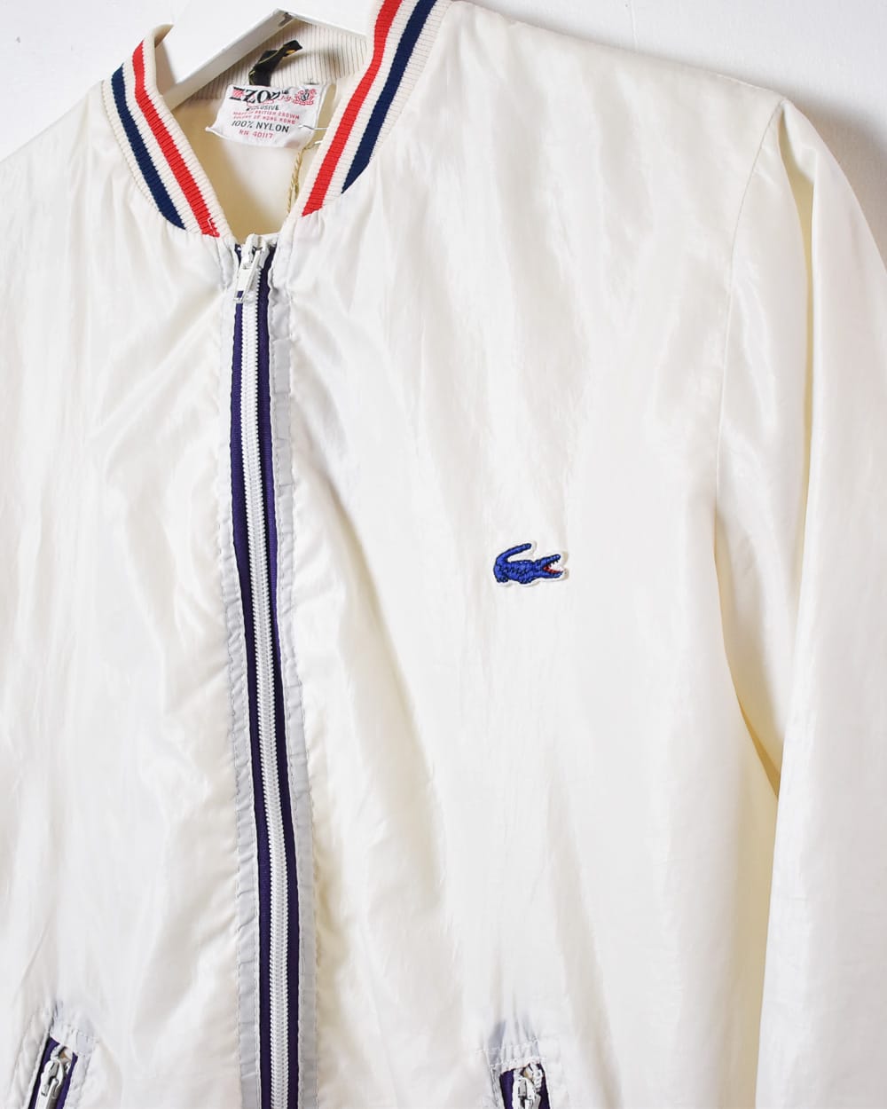 White Izod Lacoste 70s Varsity Jacket - Small