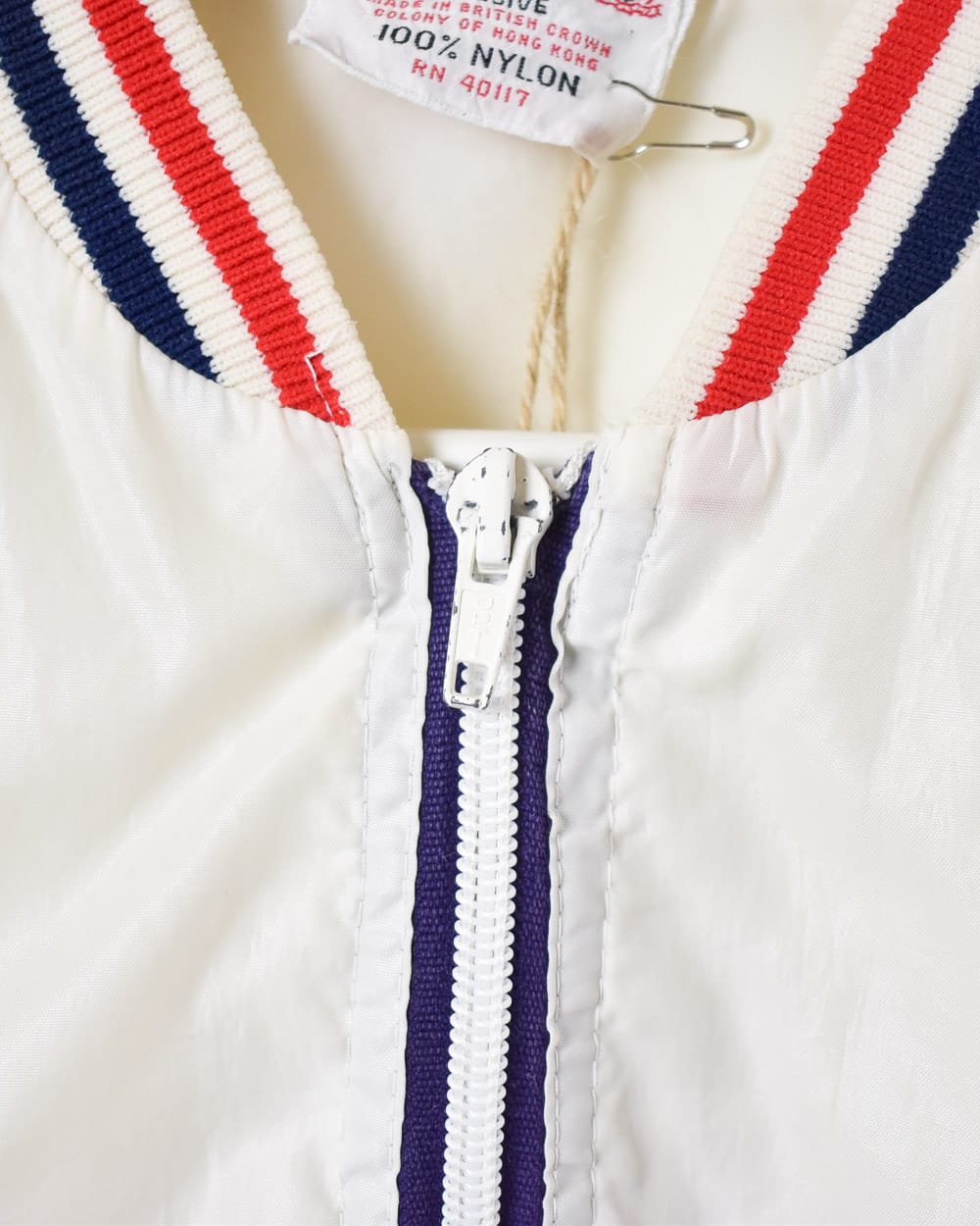 White Izod Lacoste 70s Varsity Jacket - Small