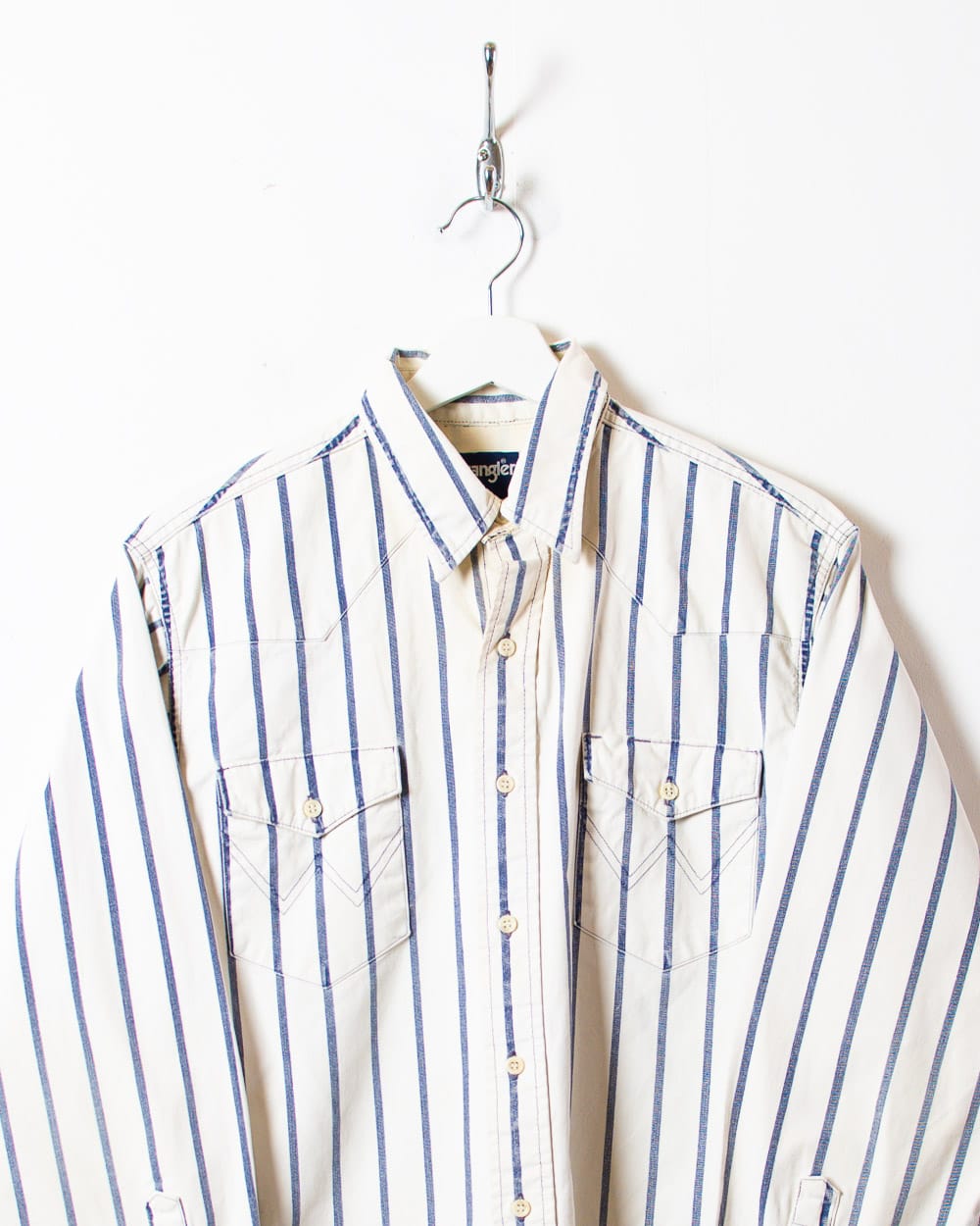 White Wrangler Striped Shirt - Large