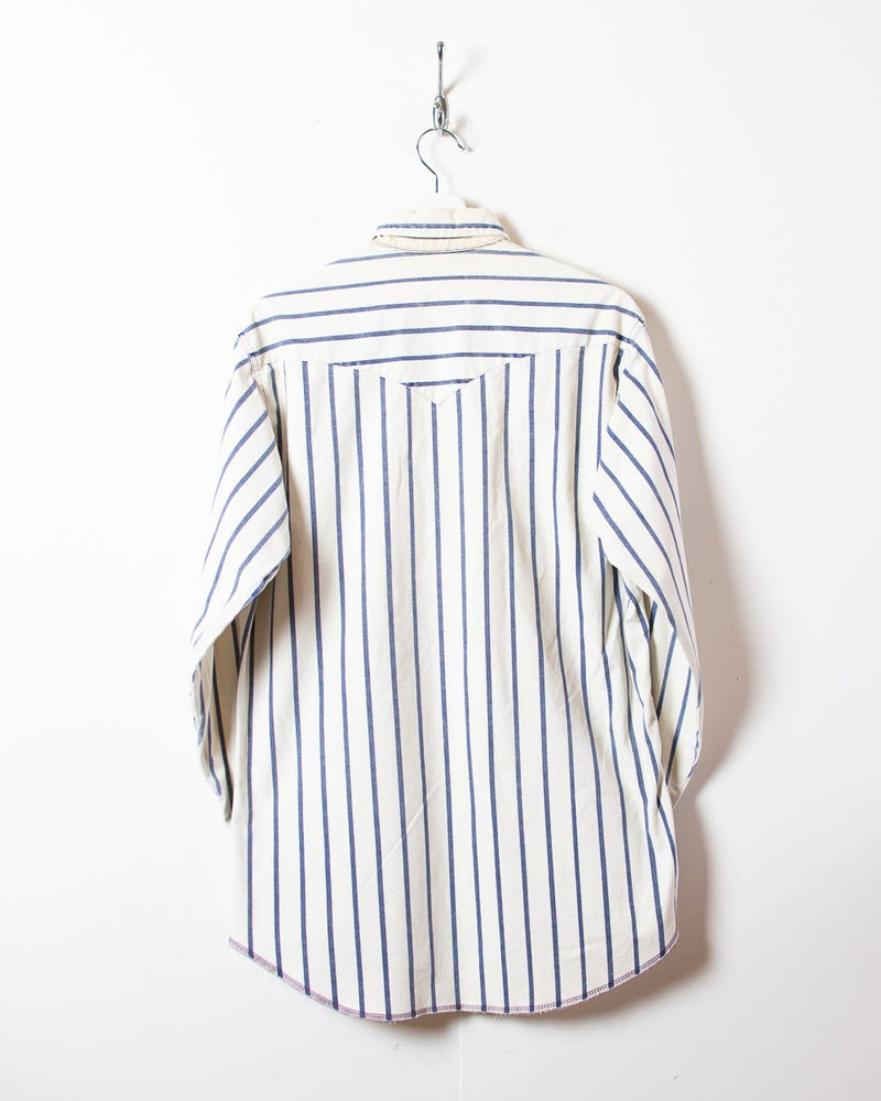 Vintage 90s White Wrangler Striped Shirt - Large Cotton– Domno Vintage