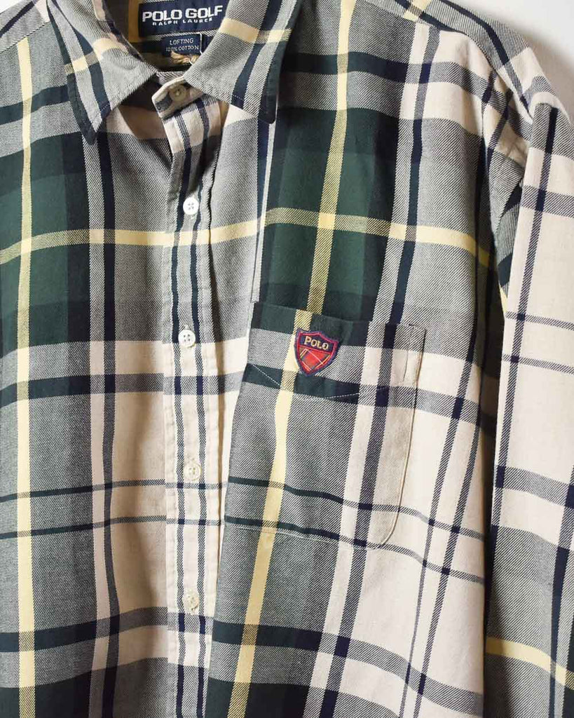 Vintage 90s Neutral Polo Golf Ralph Lauren Checked Shirt - X-Large