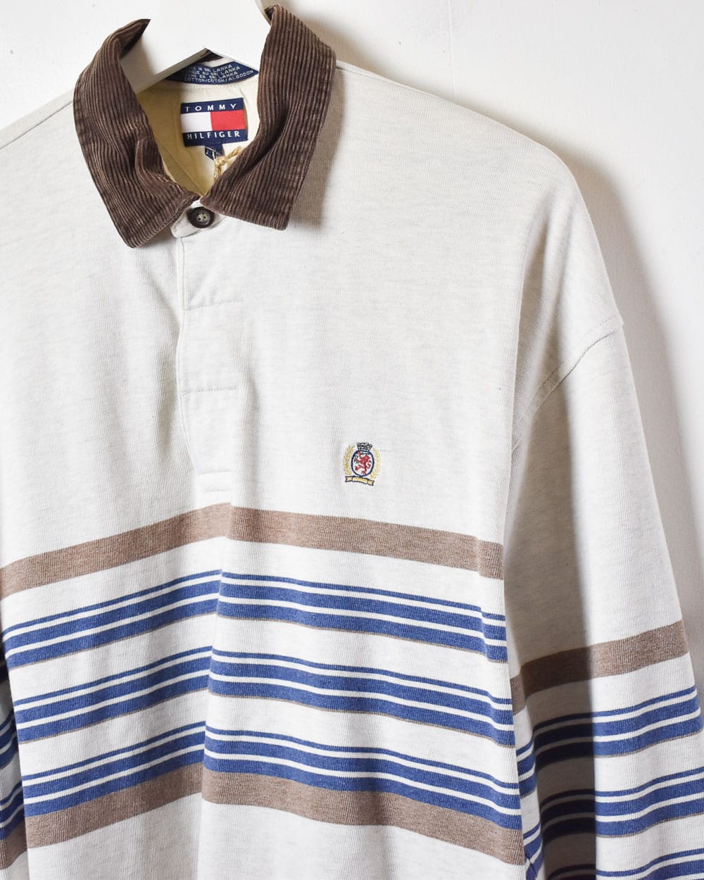 Stone Tommy Hilfiger Corduroy Collar Rugby Shirt - Large