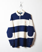 White Polo Ralph Lauren Striped Rugby Shirt - X-Large