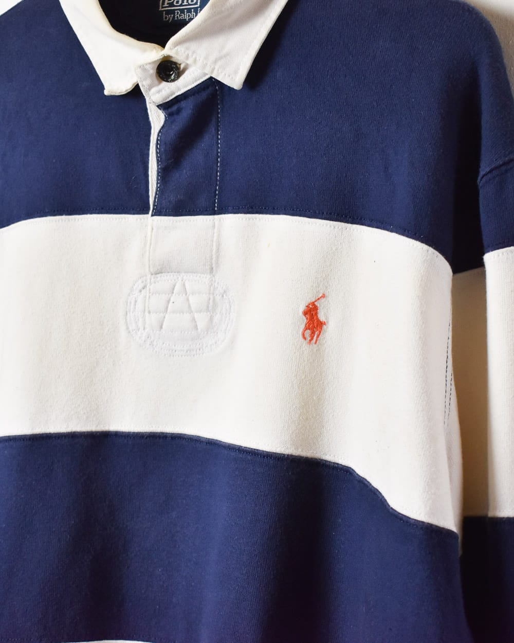 White Polo Ralph Lauren Striped Rugby Shirt - X-Large