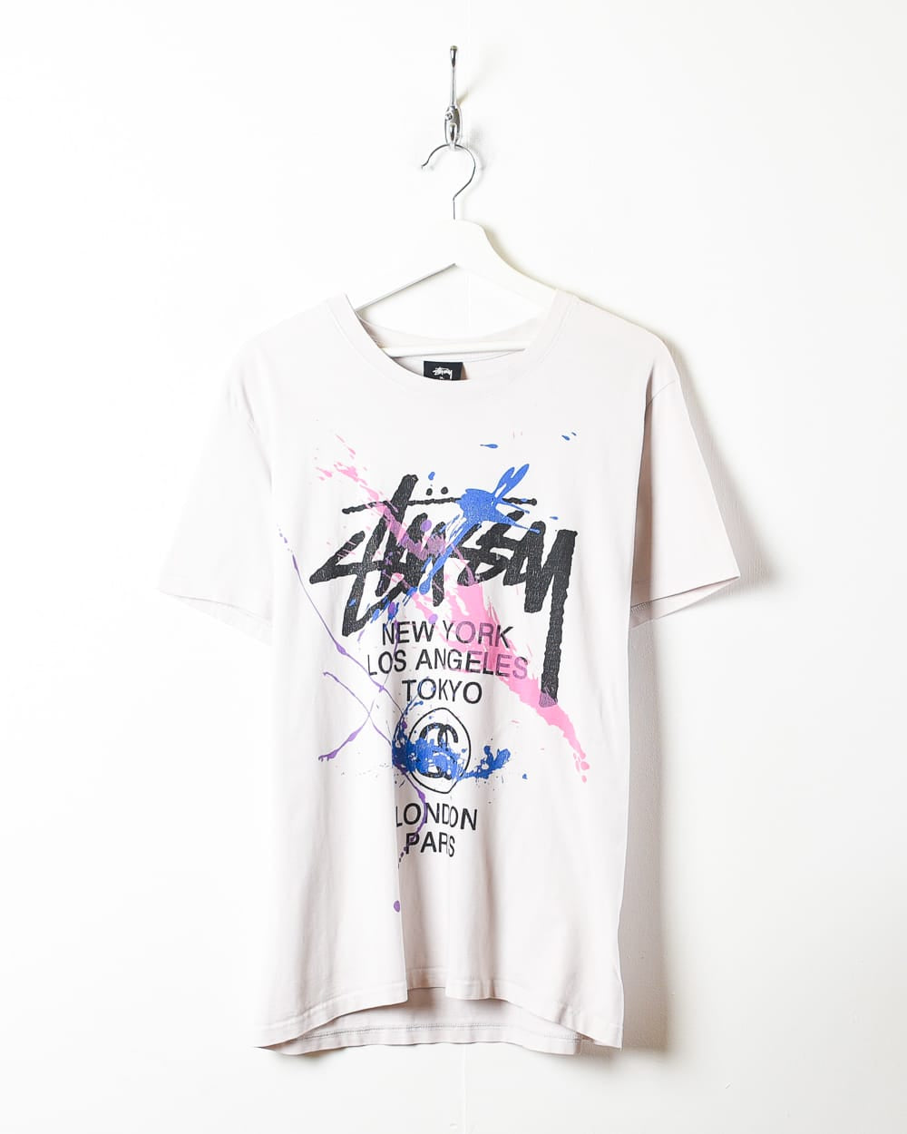 Vintage Stussy Splash Paint Box Logo factory Tee 90s