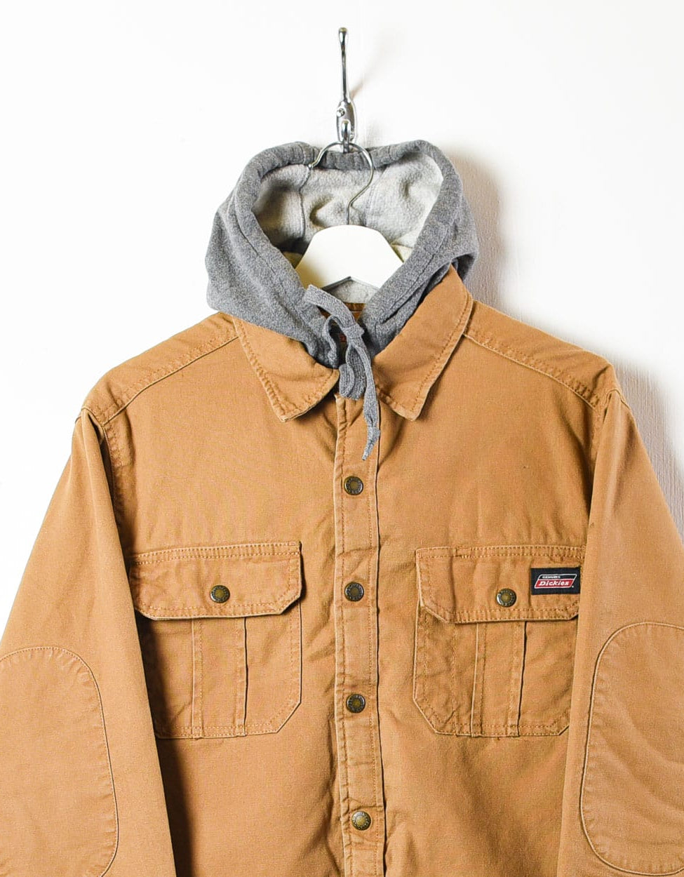 Brown Dickies Padded Hooded Overshirt Jacket - Small