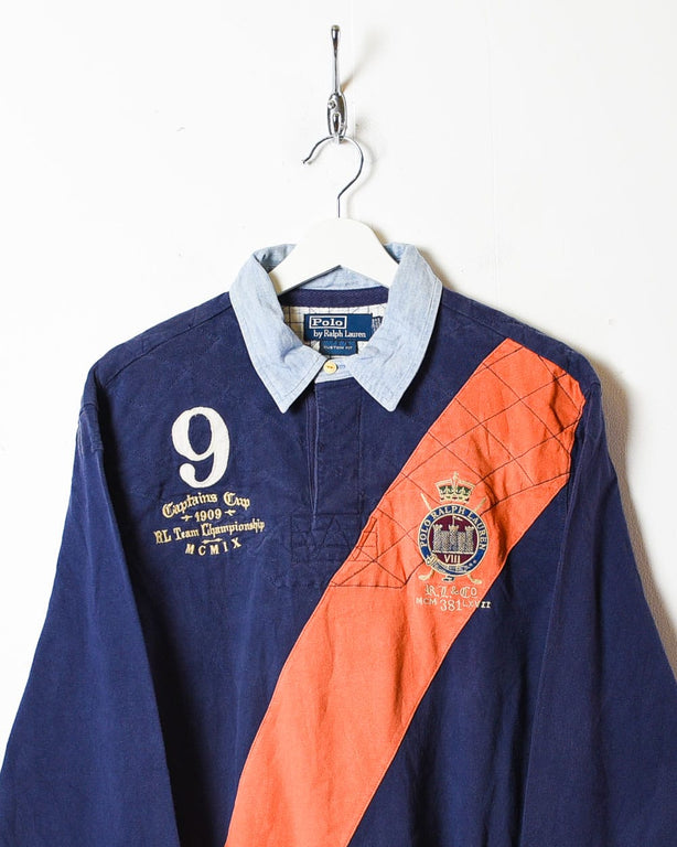 Navy Polo Ralph Lauren Captains Cup Rugby Shirt - Large
