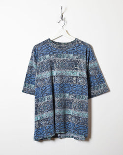 Vintage 00s Blue Quiksilver All-Over Print T-Shirt - Large Cotton