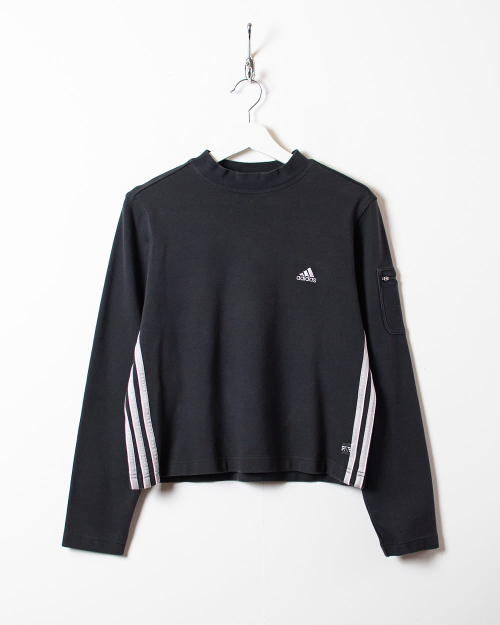 Black Adidas Cropped Sweatshirt - Medium Women's