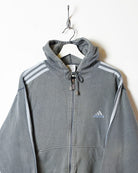 Grey Adidas Zip-Through Hoodie - Small