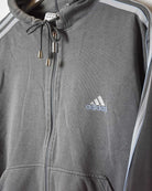 Grey Adidas Zip-Through Hoodie - Small