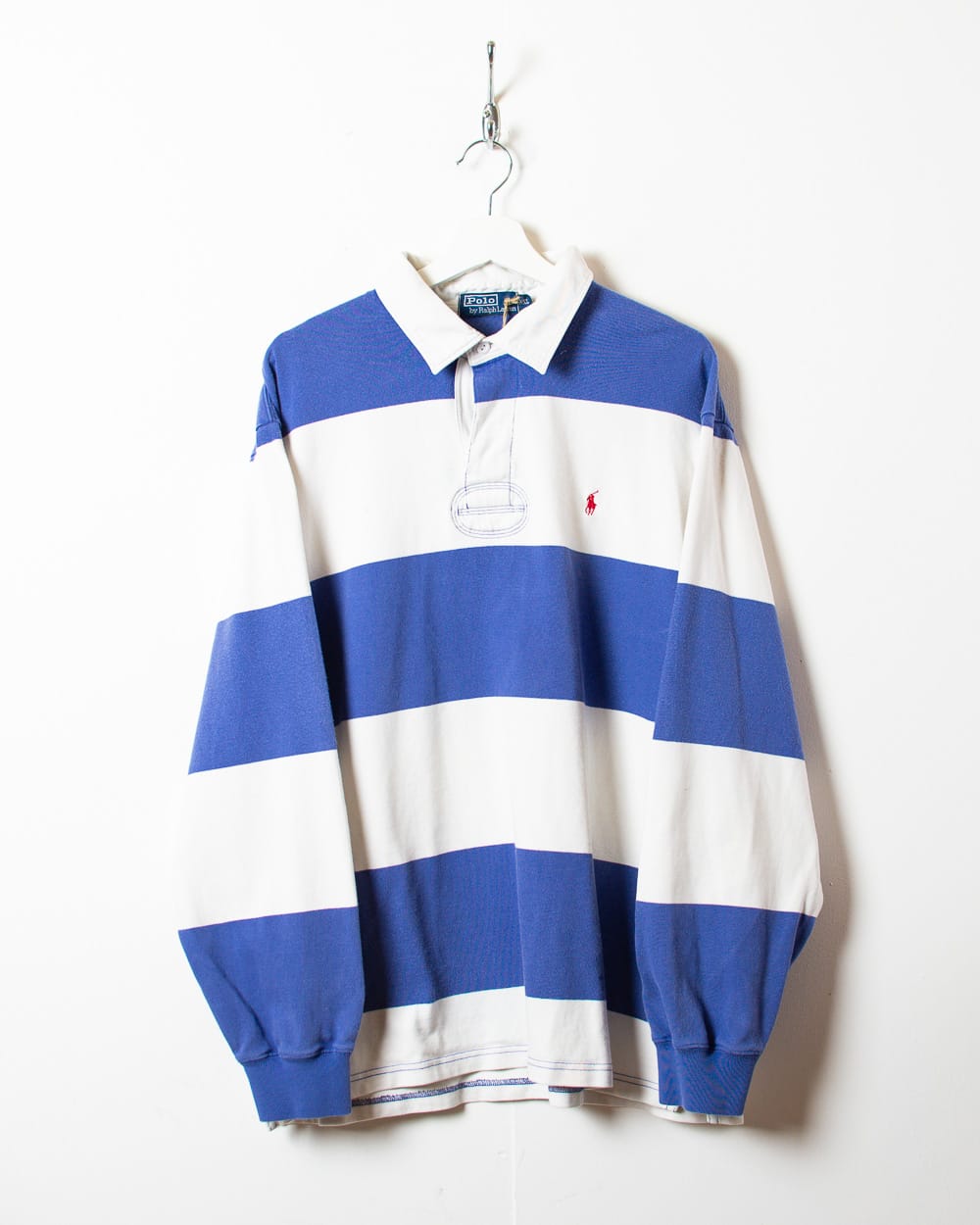 White Polo Ralph Lauren Striped Rugby Shirt - XX-Large