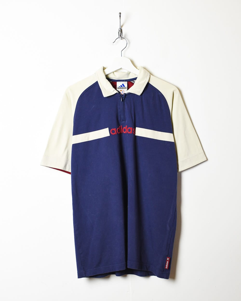 Navy Adidas 1/4 Zip Polo Shirt - Large