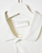 White Adidas Textured Polo Shirt - Large