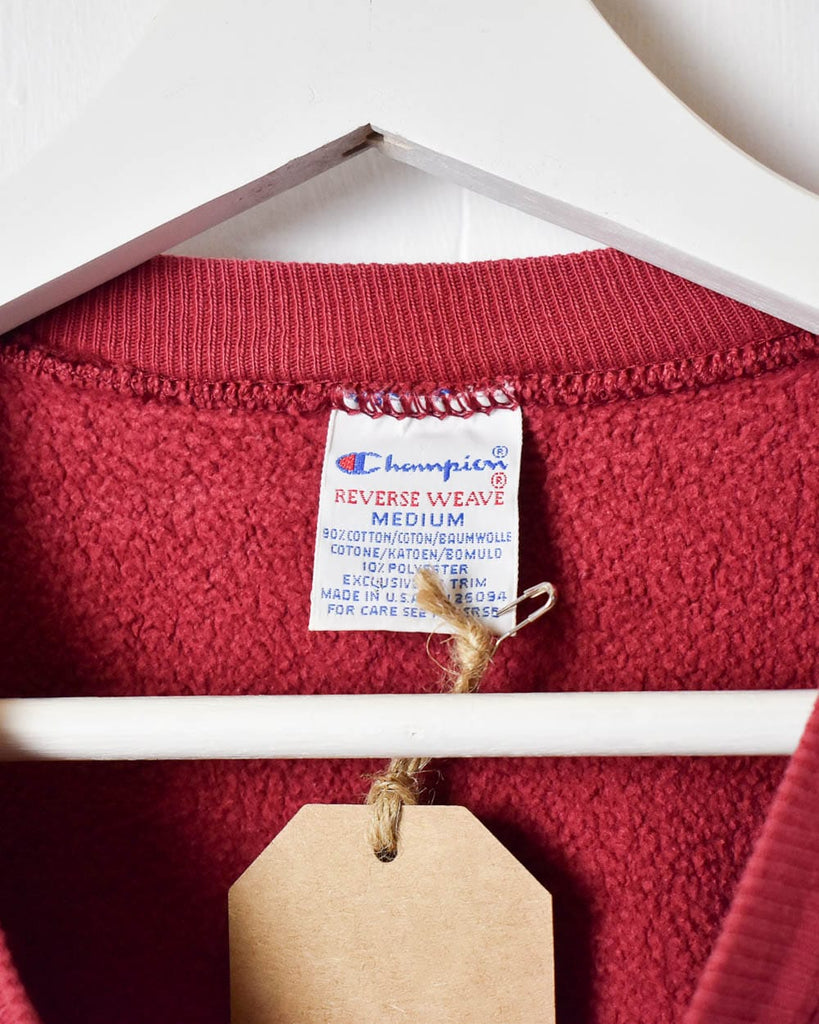 Vintage 90s Red Champion Reverse Weave Sweatshirt - Medium Cotton ...