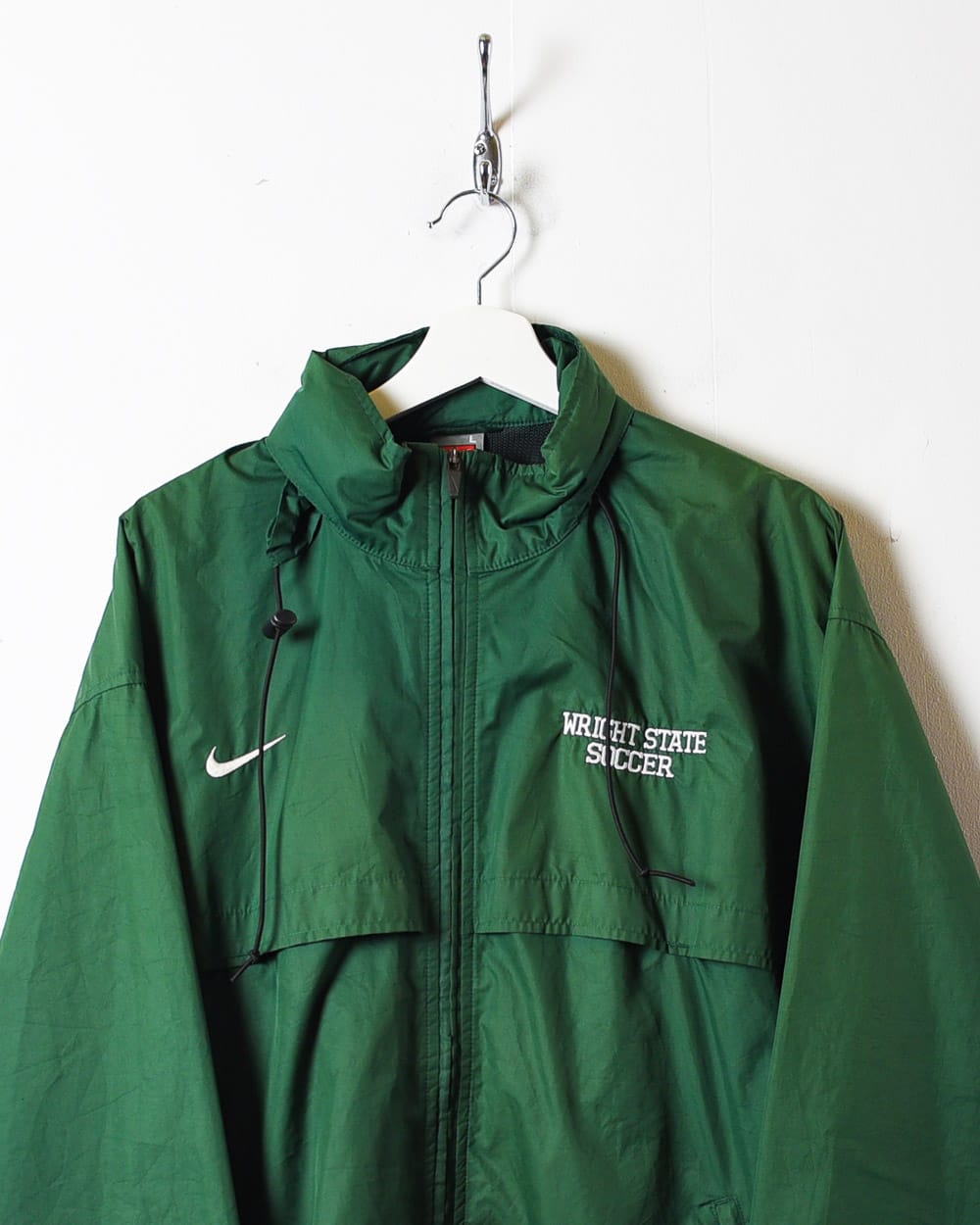 Green Nike Team Wright State Soccer Windbreaker Jacket - Large