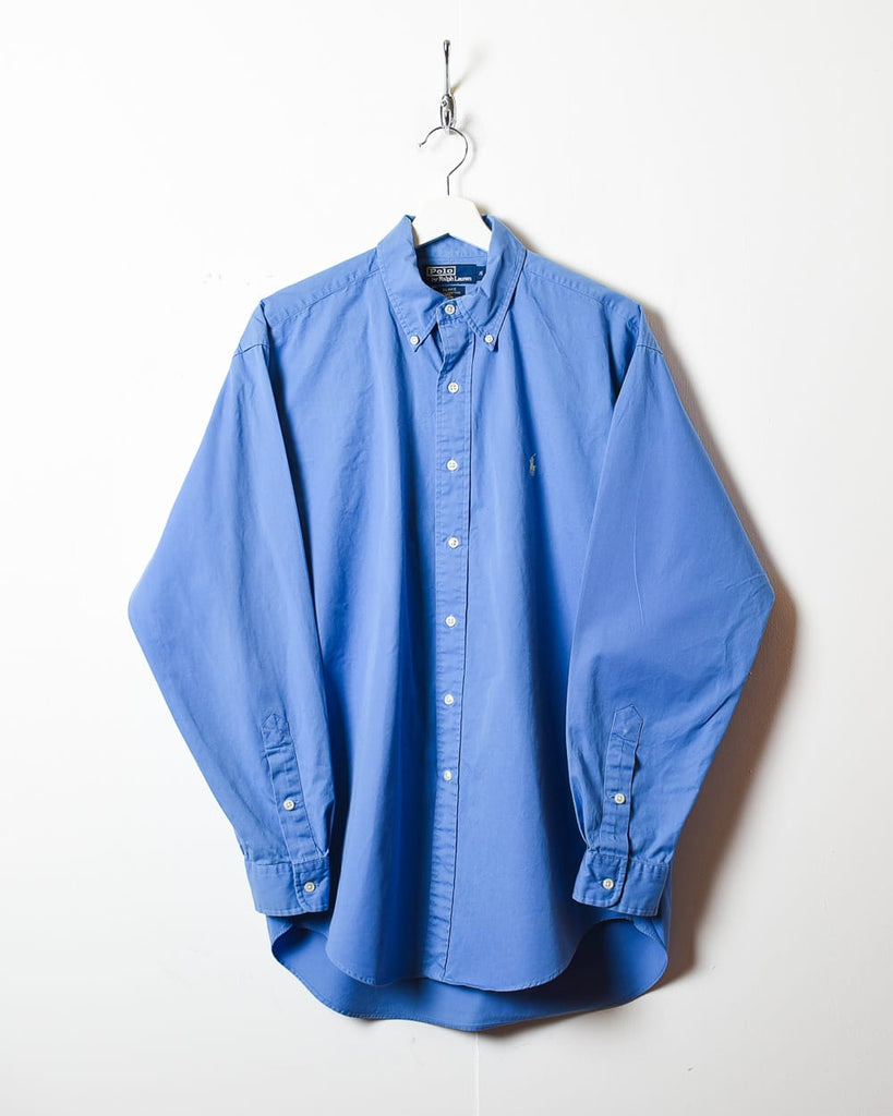 Vintage 90s Blue Polo Ralph Lauren Shirt - Medium Cotton– Domno