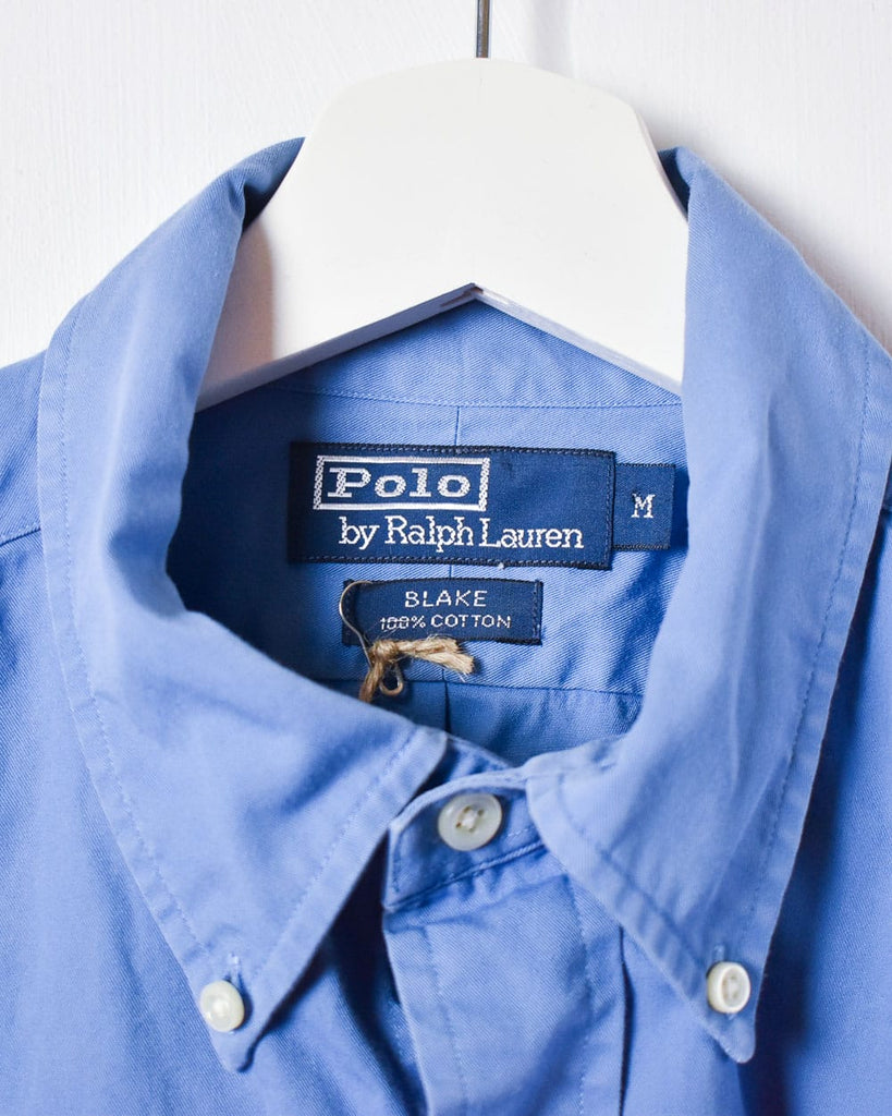 Vintage 90s Blue Polo Ralph Lauren Shirt - Medium Cotton– Domno