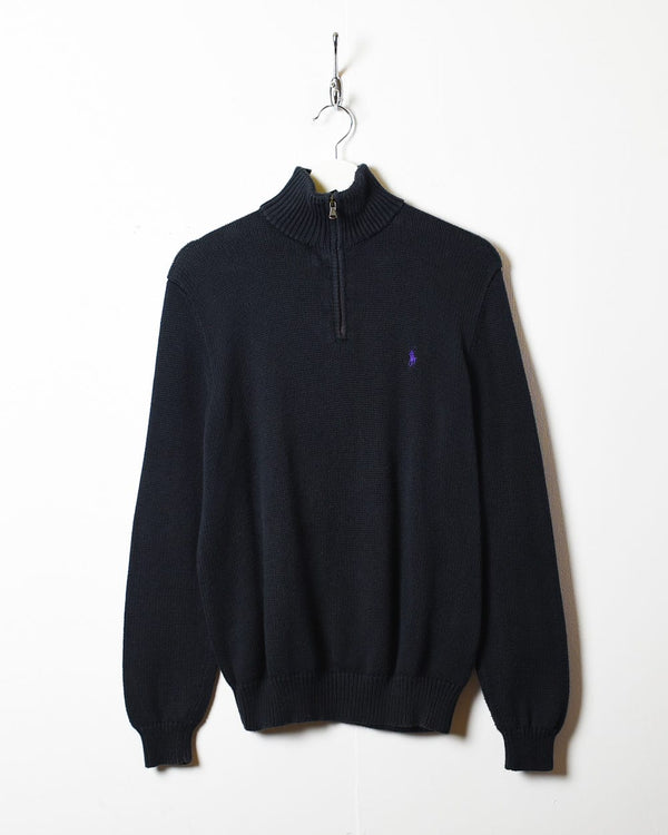 Black Polo Ralph Lauren Knitted 1/4 Zip Sweatshirt - Small