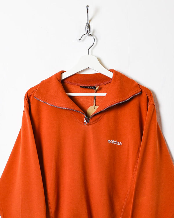 Orange Adidas 1/4 Zip Sweatshirt - Small