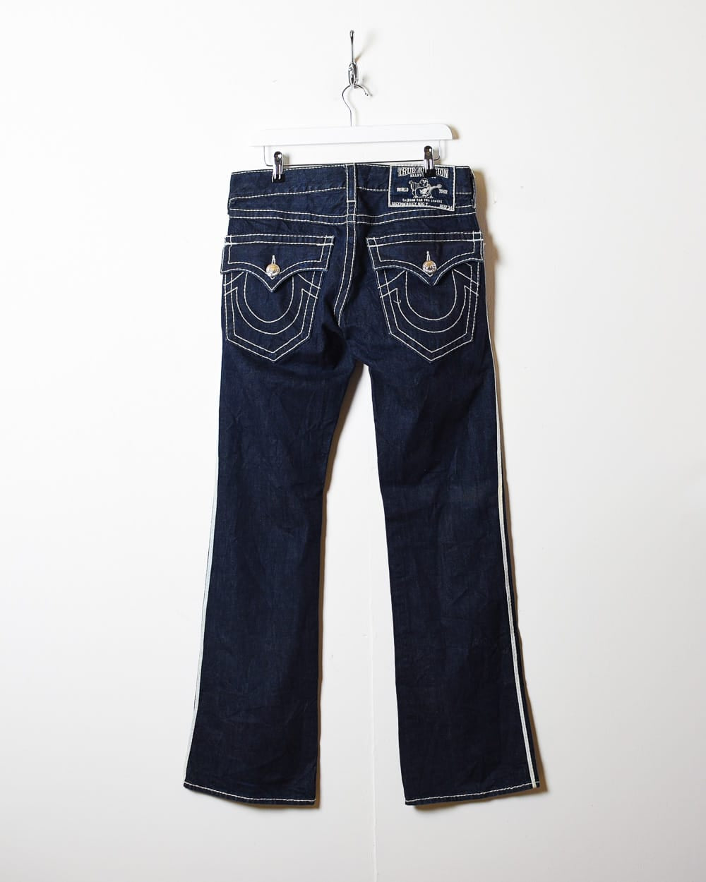 Navy True Religion Contrast Stitched Flared Jeans - W34 L34