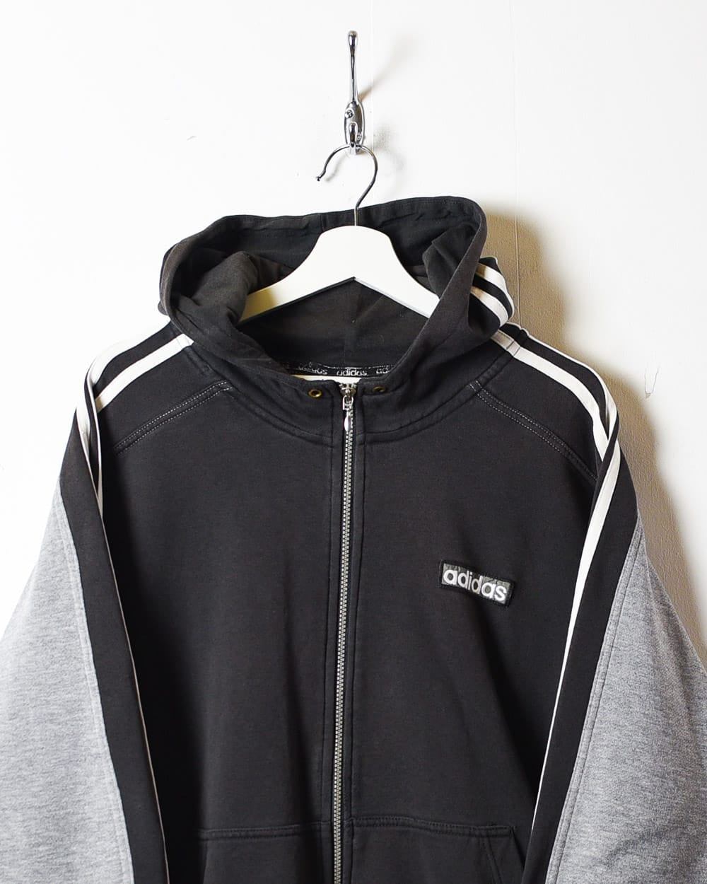 Black Adidas Zip-Through Hoodie - Medium