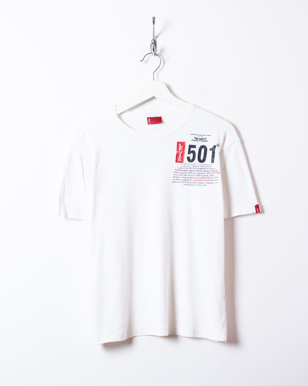 White Levi's 501 T-Shirt - Medium Women's