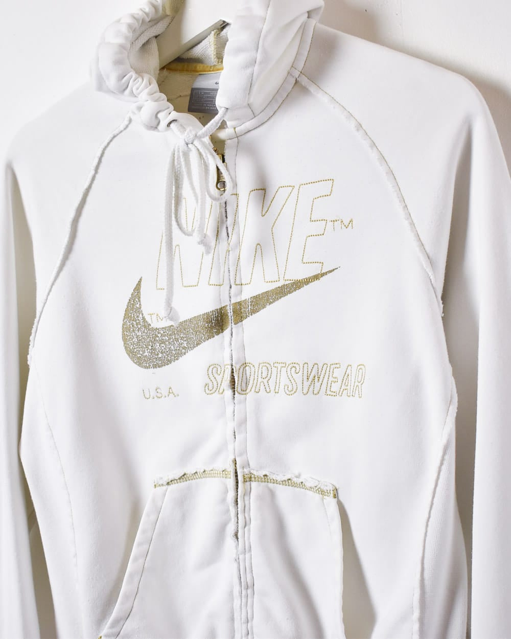 Vintage 00s White Nike Sportswear Zip Through Hoodie Small Women s Cotton Domno Vintage