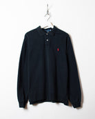 Black Polo Ralph Lauren Long Sleeved Polo Shirt - Medium