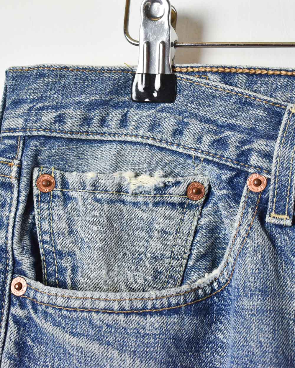 Blue Levi's Distressed 501 Jeans Shorts - W38 L22