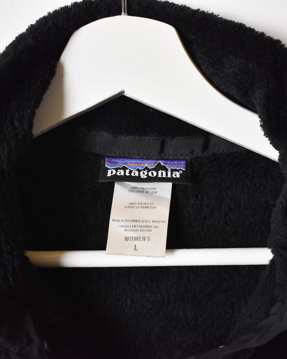 Vintage 90s Women's Black + Blue Patagonia Synchilla Fleece - Extra La