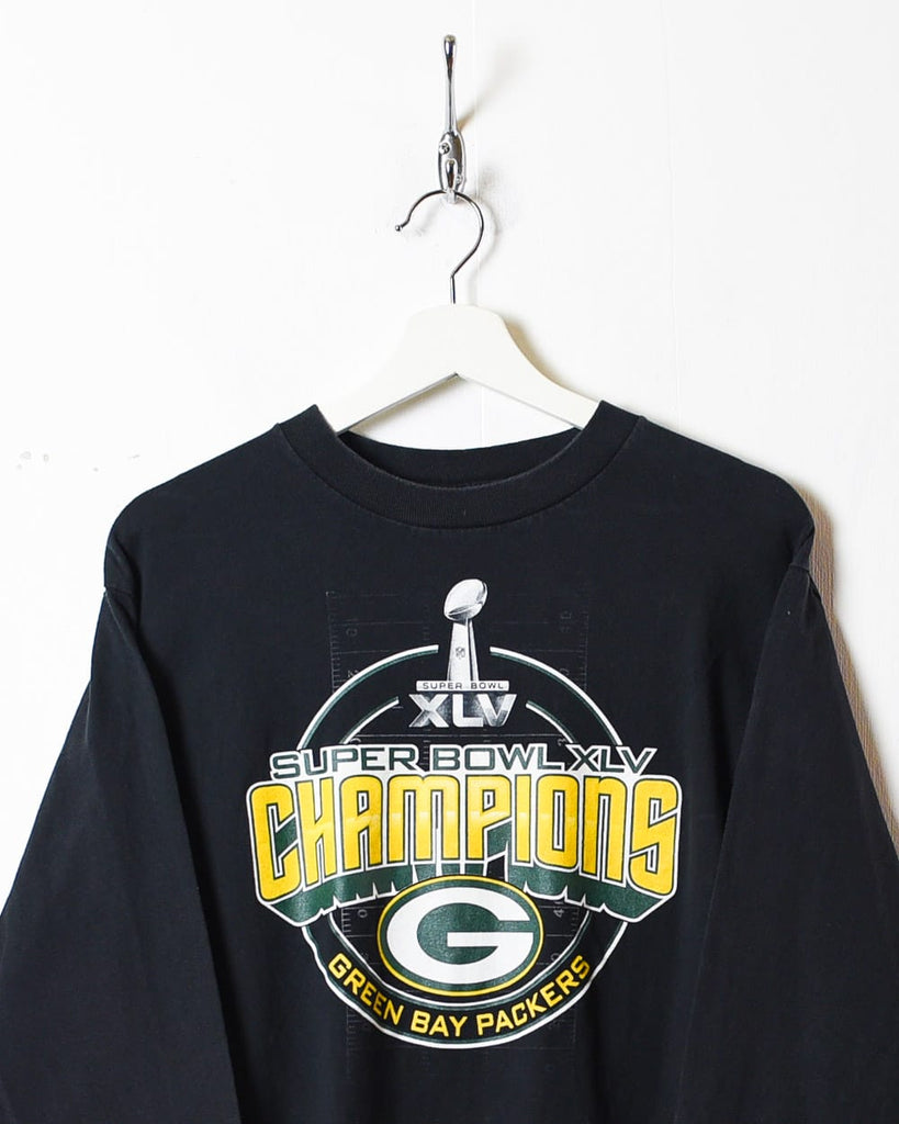 Vintage 00s Black Green Bay Packers Super Bowl XLV Champions Long Sleeved  T-Shirt - Medium Cotton– Domno Vintage