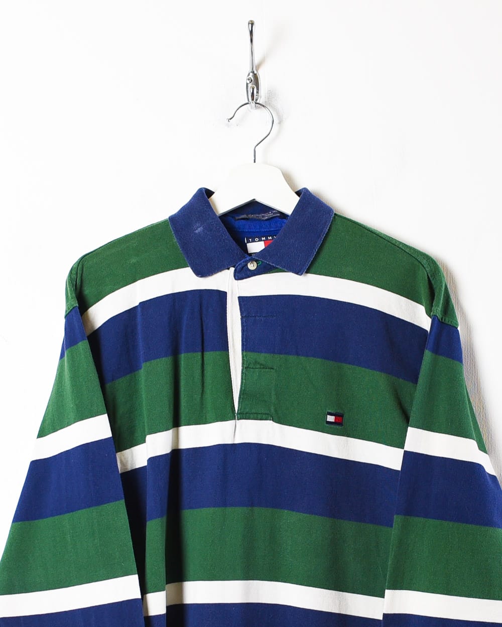 Green Tommy Hilfiger Striped Rugby Shirt - Medium