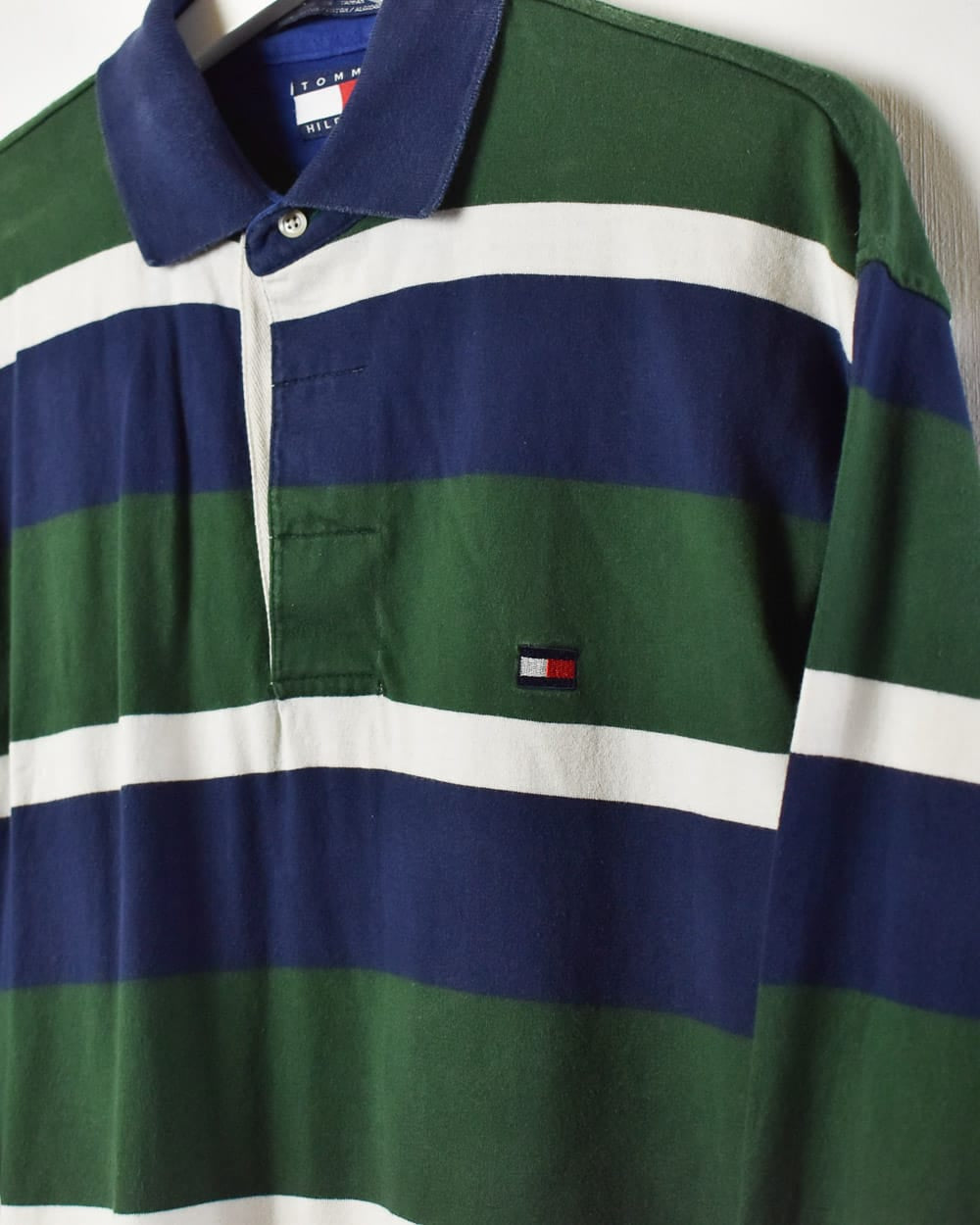 Green Tommy Hilfiger Striped Rugby Shirt - Medium