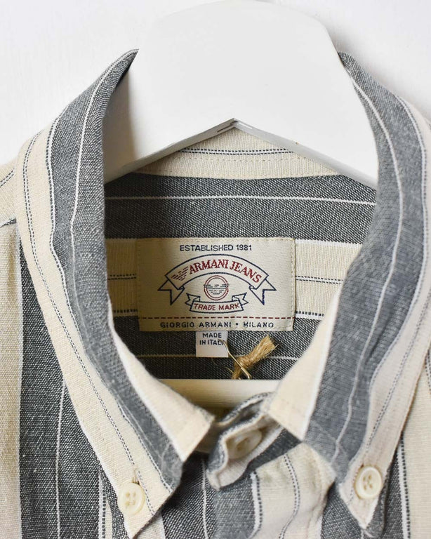 Armani Jeans Striped Shirt - Large - Domno Vintage 