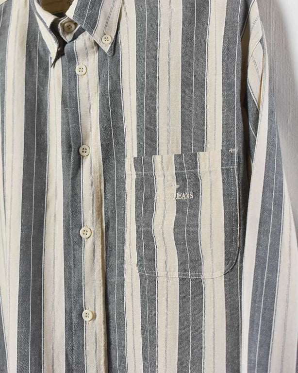 Armani Jeans Striped Shirt - Large - Domno Vintage 