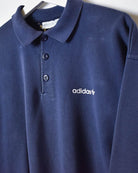 Navy Adidas Collared Sweatshirt - X-Small