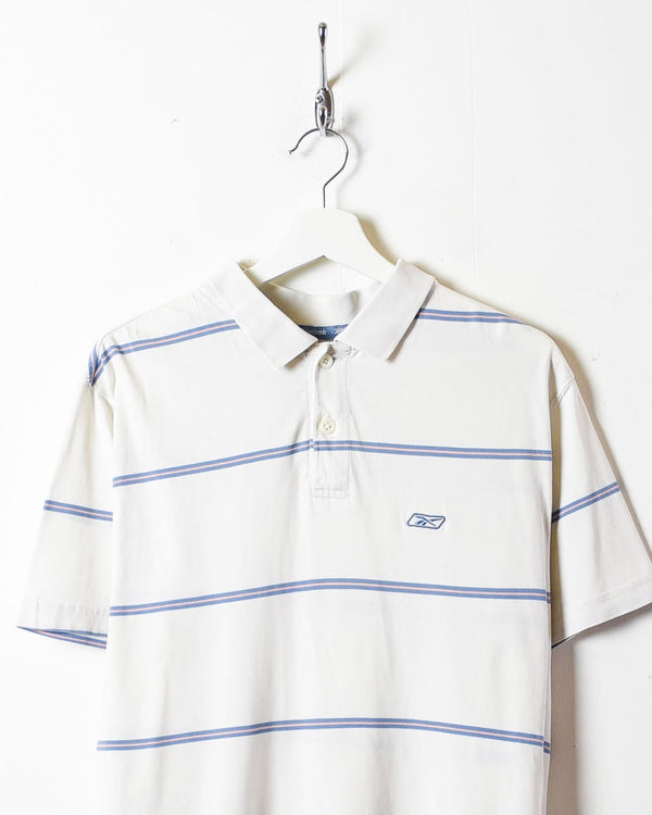 White Reebok Striped Polo Shirt - Small