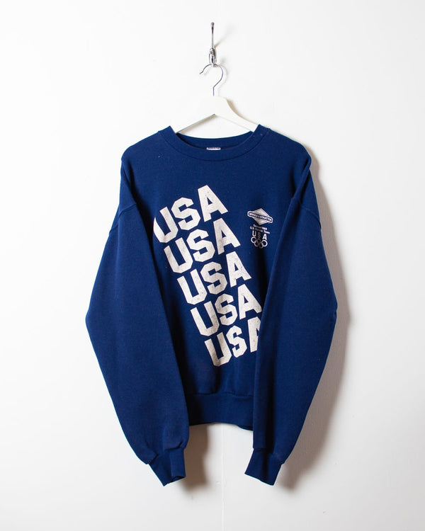 Navy USA Olympic Team 1988 80s Sweatshirt - Large