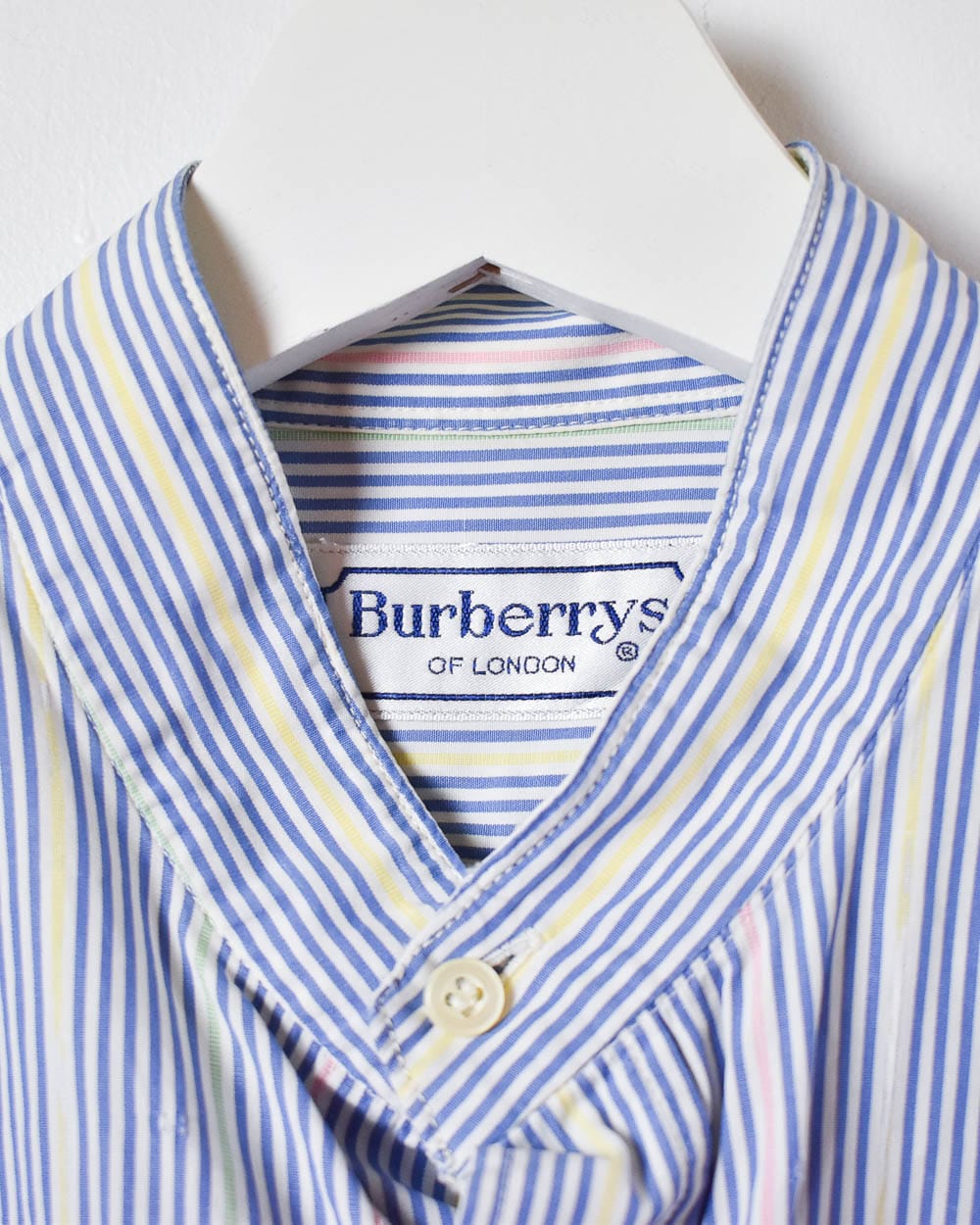 Blue Burberry Striped Short Sleeved Shirt - X-Large