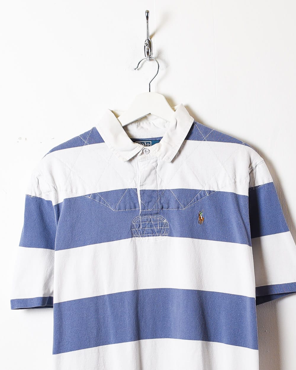 White Polo Ralph Lauren Striped Short Sleeved Rugby Shirt - X-Large